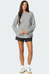 Stripey Oversized Bell Sleeve Top