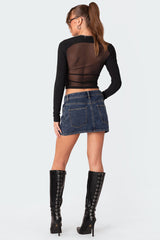 Azal Half Ribbed Mesh Top