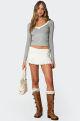 Shayni Lace Trim Long Sleeve Top