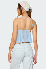 Ruffle Sheer Chiffon Babydoll Tank Top