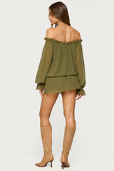 Delphine Off Shoulder Chiffon Romper