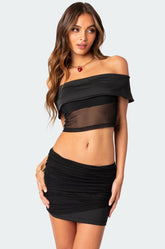 Hadley Fold Over Mesh Off Shoulder Top