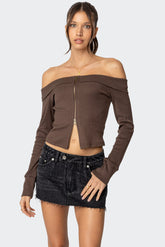 Clarissa Fold Over Ribbed Top