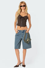 Plaid Lace Up Corset