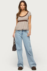 Sady Constrast Striped Babydoll Top