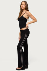 Charly Foldover Stripey Flared Pants
