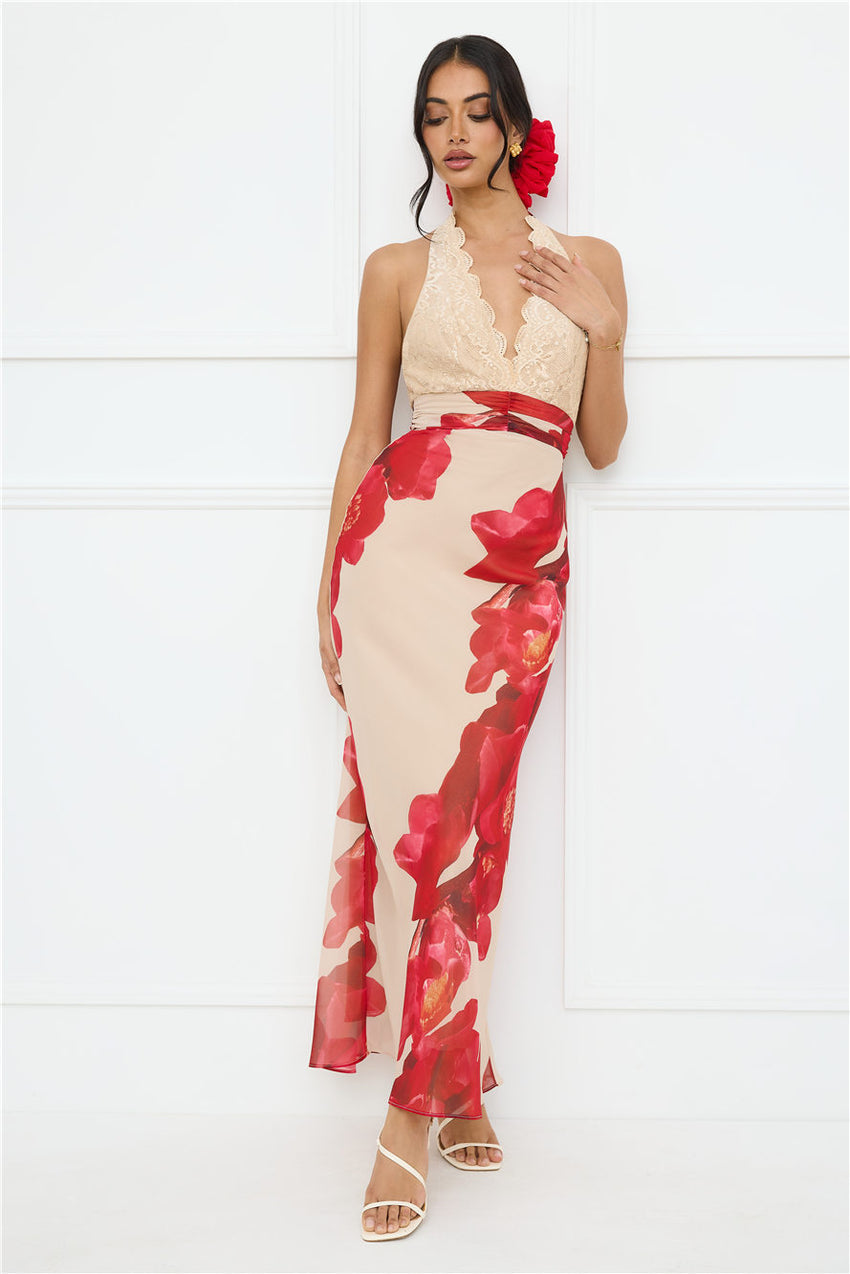 Hotter Than Ever Halter Maxi Dress Cream