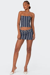 Inez Striped Denim Corset