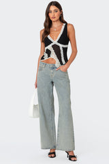 Chiffon & Lace Sheer Asymmetric Top