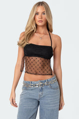 Sheer Sequin Backless Top