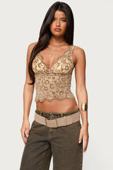 Araura Lace Velvet Floral Top