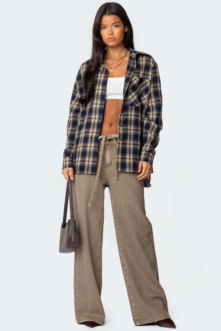 Hudson Tie Belt Low Rise Baggy Jeans