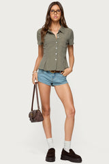 Alisa Plaid Tailored Button Up Shirt