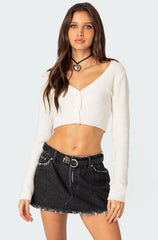 V Neck Cropped Cardigan