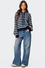 Striped Hooded Knit Sweater