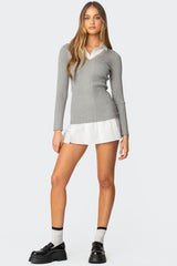 Two In One Collared Sweater Dress