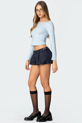 Buckled Pinstripe Bubble Mini Skort