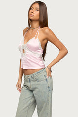 Cove Lacey Cutout Satin Effect Top